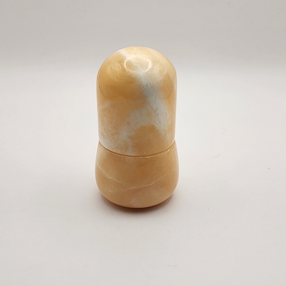 Orange/Yellow Marble Stone Round Lidded Container